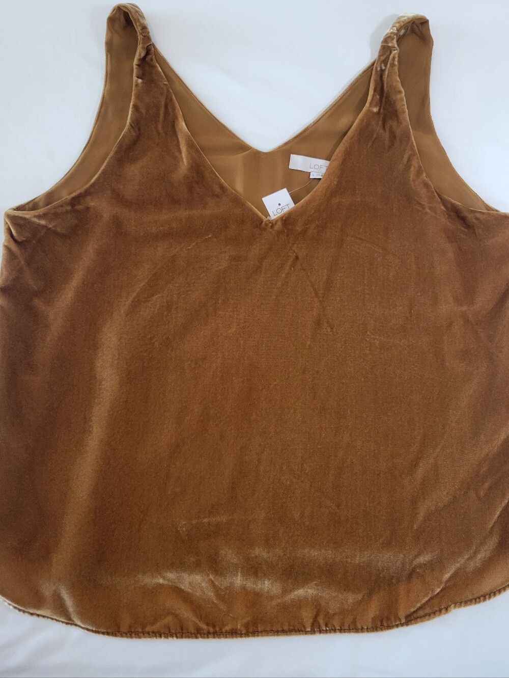 LOFT Chestnut Gold Velvet V-Neck Tank